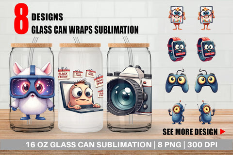 Glass Can Cyber Monday Craze Sublimation artnoy 