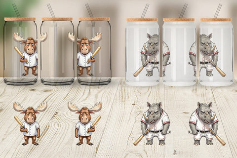 Glass Can Cynical Animal Slugger Watercolor Sublimation artnoy 