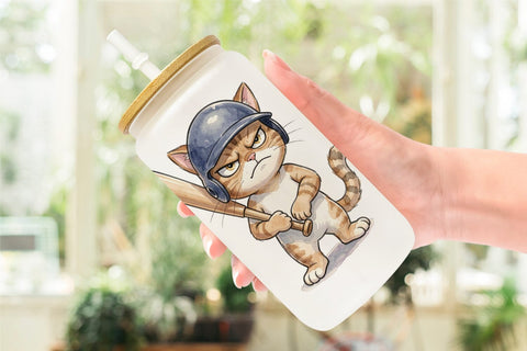 Glass Can Cynical Animal Slugger Watercolor Sublimation artnoy 