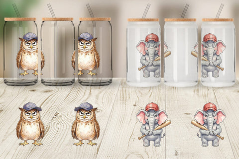 Glass Can Cynical Animal Slugger Watercolor Sublimation artnoy 