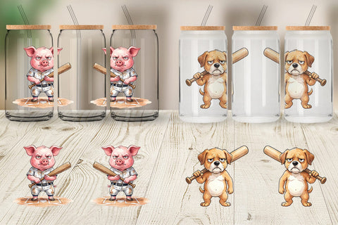 Glass Can Cynical Animal Slugger Watercolor Sublimation artnoy 