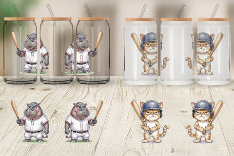 Glass Can Cynical Animal Slugger Watercolor Sublimation artnoy 