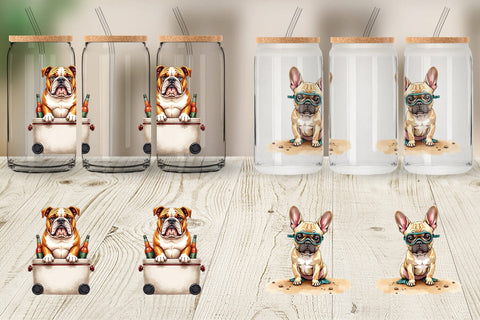 Glass Can Cynical Canines Hot Summer Watercolor Pack Sublimation artnoy 
