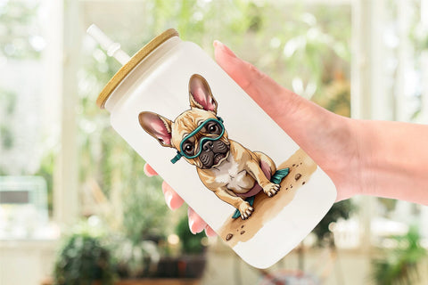 Glass Can Cynical Canines Hot Summer Watercolor Pack Sublimation artnoy 