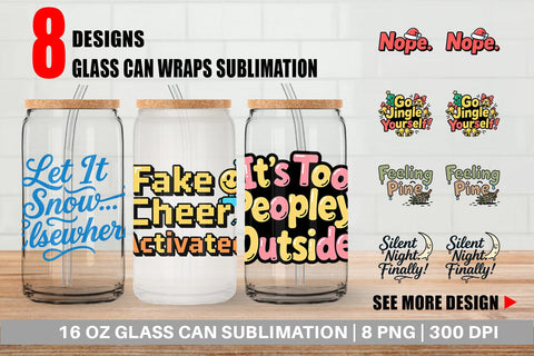 Glass Can Cynical Christmas Phrases Sublimation artnoy 