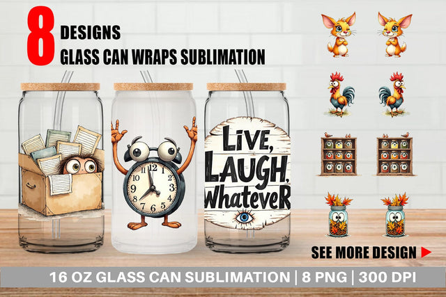 Glass Can Cynical Farmhouse Decor Sublimation artnoy 
