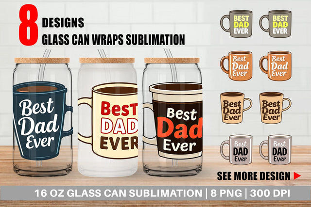 Glass Can Dad’s Coffee Mug Sublimation artnoy 