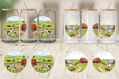 Glass Can Dairy Farm Scene Sublimation artnoy 