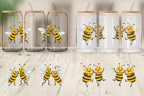 Glass Can Dancing Bees Sublimation artnoy 