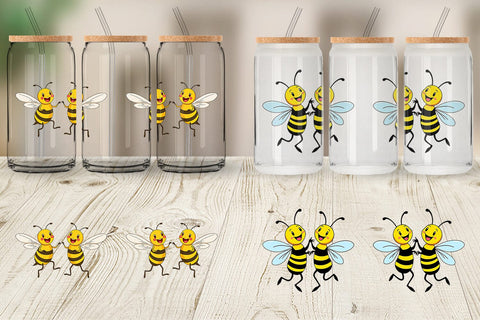 Glass Can Dancing Bees Sublimation artnoy 