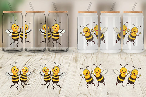 Glass Can Dancing Bees Sublimation artnoy 