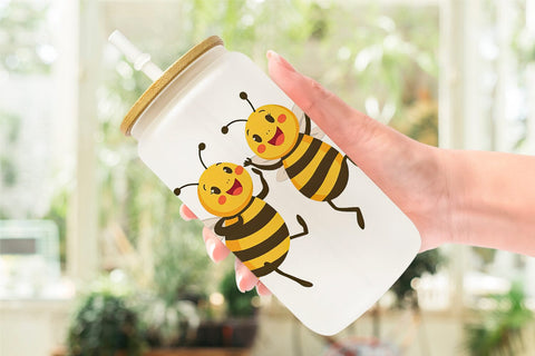 Glass Can Dancing Bees Sublimation artnoy 