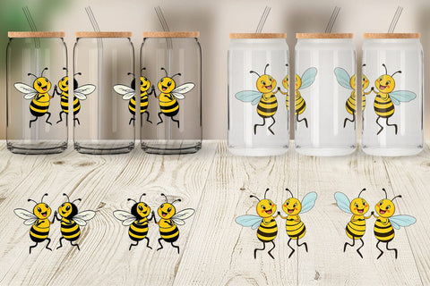 Glass Can Dancing Bees Sublimation artnoy 