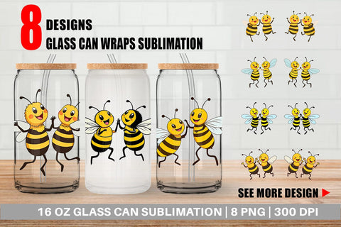 Glass Can Dancing Bees Sublimation artnoy 