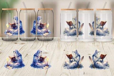 Glass Can Dark Academia Ghost Reader Sublimation artnoy 