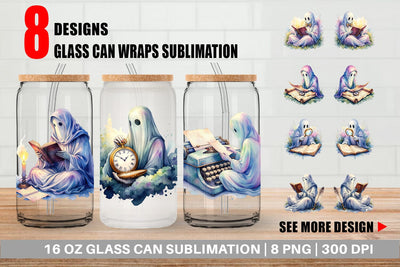 Glass Can Dark Academia Ghost Reader Sublimation artnoy 