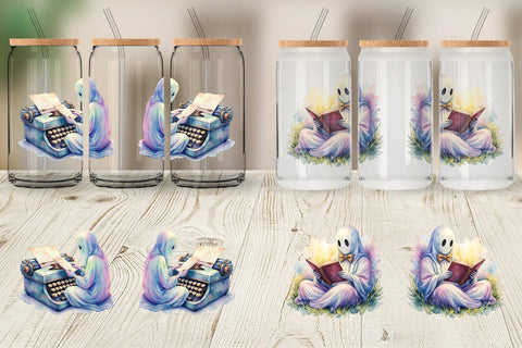 Glass Can Dark Academia Ghost Reader Sublimation artnoy 
