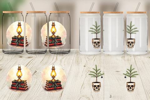 Glass Can Dark Academia Scholarly Christmas Sublimation artnoy 