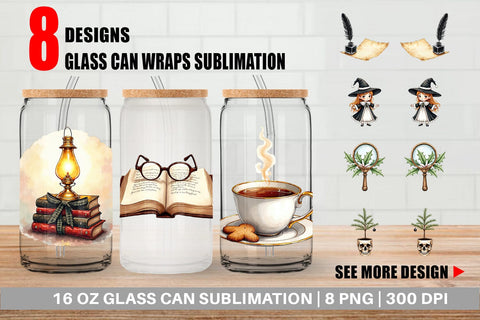 Glass Can Dark Academia Scholarly Christmas Sublimation artnoy 