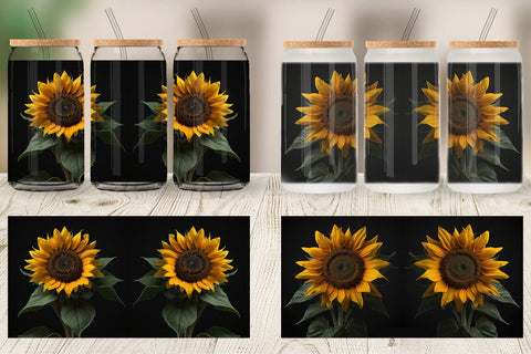 Glass Can Dark Sunflower Sublimation artnoy 