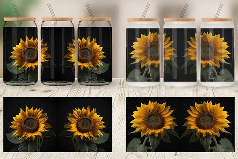 Glass Can Dark Sunflower Sublimation artnoy 