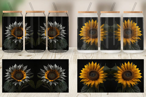 Glass Can Dark Sunflower Sublimation artnoy 