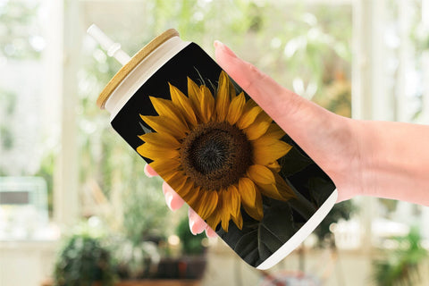 Glass Can Dark Sunflower Sublimation artnoy 