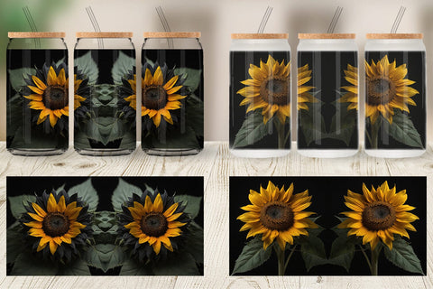 Glass Can Dark Sunflower Sublimation artnoy 