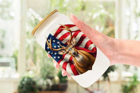 Glass Can Deer 4th of July Sublimation artnoy 