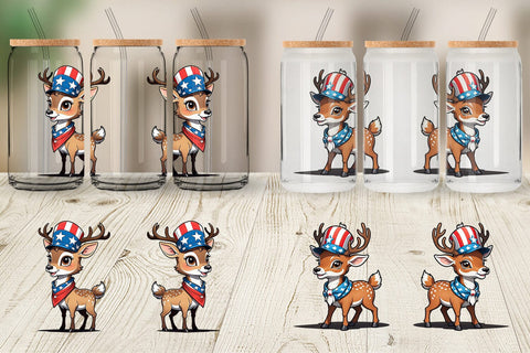 Glass Can Deer 4th of July Sublimation artnoy 