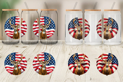 Glass Can Deer 4th of July Sublimation artnoy 