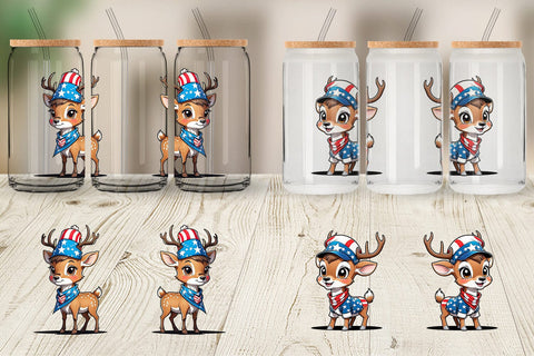 Glass Can Deer 4th of July Sublimation artnoy 