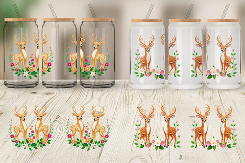 Glass Can Deer Embroidery Sublimation artnoy 