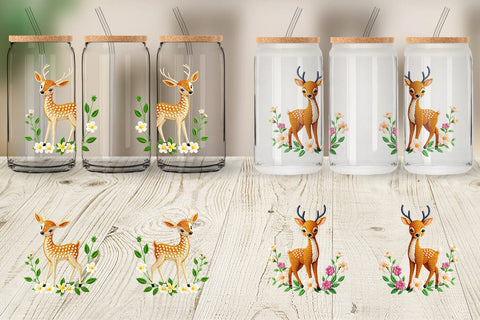 Glass Can Deer Embroidery Sublimation artnoy 