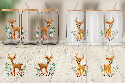 Glass Can Deer Embroidery Sublimation artnoy 
