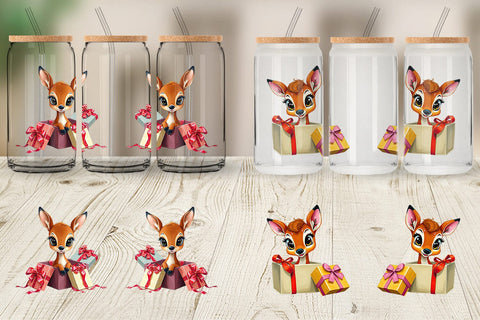 Glass Can Deer Fawn Gift Sublimation artnoy 