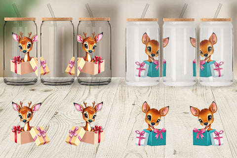 Glass Can Deer Fawn Gift Sublimation artnoy 