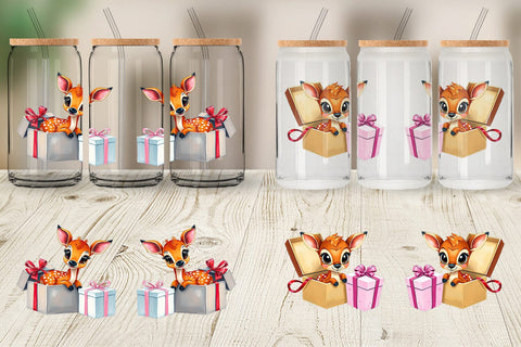 Glass Can Deer Fawn Gift Sublimation artnoy 