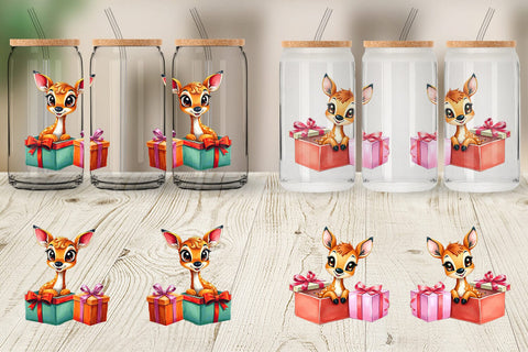 Glass Can Deer Fawn Gift Sublimation artnoy 