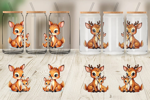 Glass Can Deer Mother's Day Sublimation artnoy 