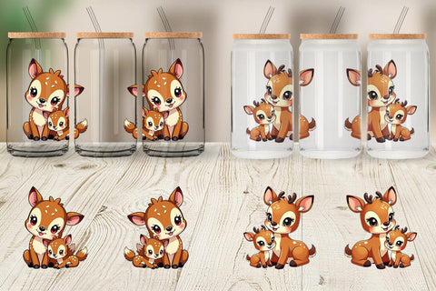 Glass Can Deer Mother's Day Sublimation artnoy 