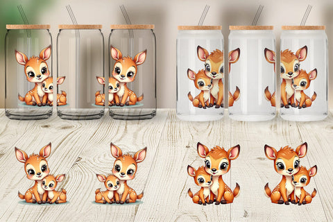 Glass Can Deer Mother's Day Sublimation artnoy 