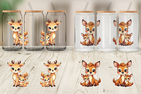 Glass Can Deer Mother's Day Sublimation artnoy 