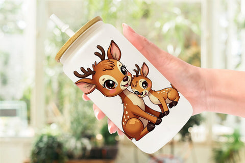 Glass Can Deer Mother's Day Sublimation artnoy 