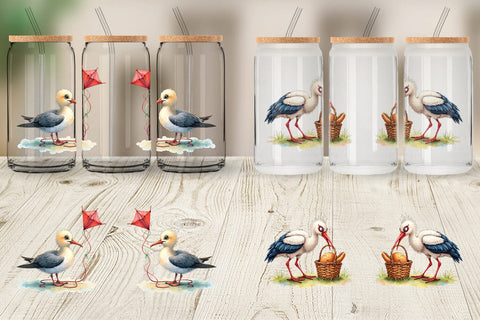 Glass Can Derpy Beach Birds Sublimation artnoy 