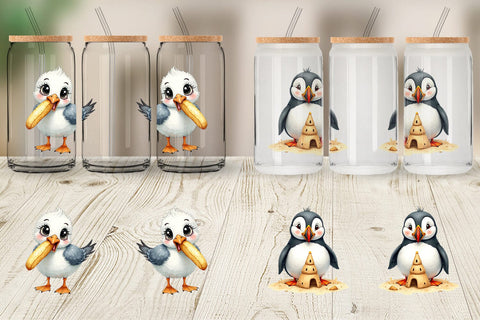 Glass Can Derpy Beach Birds Sublimation artnoy 