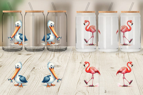 Glass Can Derpy Beach Birds Sublimation artnoy 
