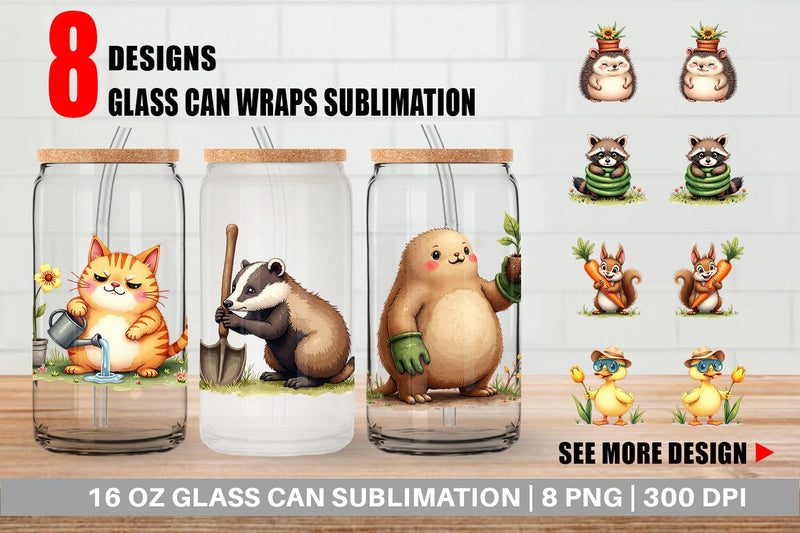 Glass Can Derpy Garden Helpers Watercolor Sublimation artnoy 