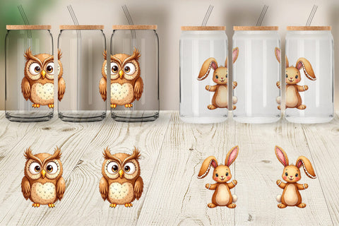 Glass Can Derpy Gingerbread Woodland Creatures Sublimation artnoy 