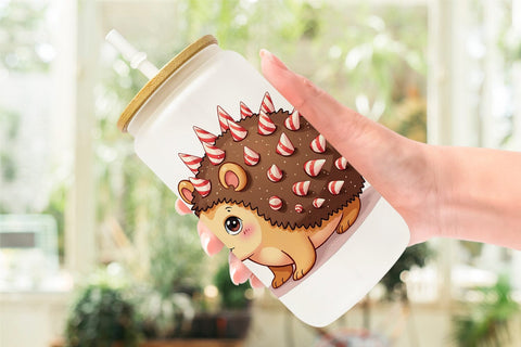 Glass Can Derpy Gingerbread Woodland Creatures Sublimation artnoy 